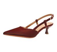 Surwin Pointed Toe Slingback Heels, Ladies Summer Kitten Heels Pumps Shoes 5cm UK 3-6 with Adjustable Buckle Comfortable Fashion Elegant Closed Pointed Toe Heeled for Dress Wedding (Burgundy,3)