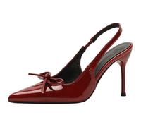Surwin Pointed Toe Slingback Heels, Ladies Summer Kitten Heels Pumps Shoes 9cm UK 3-6 with Elastic Band Comfortable Fashion Elegant Closed Pointed Toe Heeled for Party Dress (Burgundy,4.5)
