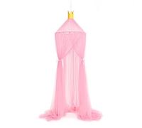 Surwin Princess Bed Canopy for Girls Boys Kids Single Double Bed, Crown Round Dome Bed Canopy Mosquito Net Protection Canopy Play Tent Bedroom Nursery Decoration Hanging Curtain Net (Pink)