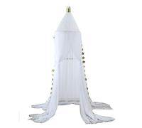 Surwin Princess Bed Canopy for Girls Boys Kids Single Double Bed, Mesh Round Dome Bed Canopy Mosquito Net Protection Canopy Play Tent Bedroom Nursery Decoration Hanging Curtain Net (White)
