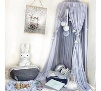 Surwin Princess Bed Canopy for Girls Boys Kids Single Double, Dreamlike Round Dome Bed Canopy Mosquito Net Protection Canopy Play Tent Bedroom Nursery Decoration Hanging Curtain Net (Light Blue)