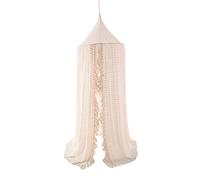 Surwin Princess Bed Canopy for Girls Boys Kids Single Double, Lace Round Dome Bed Canopy Mosquito Net Protection Canopy Play Tent Bedroom Nursery Decoration Hanging Curtain Net (Beige)