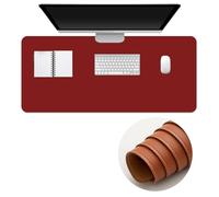 Surwin PU Leather Gaming Mouse Pad, Washable Large Mouse Pad, Gaming Mouse Mat with Anti-Slip Base, Desk Mat Long Gaming Mat for Keyboard Computer Laptop Office Home Work (60x120cm,Red)