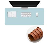 Surwin PU Leather Gaming Mouse Pad, Washable Large Mouse Pad, Gaming Mouse Mat with Anti-Slip Base, Desk Mat Long Gaming Mat for Keyboard Computer Laptop Office Home Work (60x120cm,Blue)