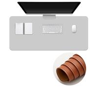 Surwin PU Leather Gaming Mouse Pad, Washable Large Mouse Pad, Gaming Mouse Mat with Anti-Slip Base, Desk Mat Long Gaming Mat for Keyboard Computer Laptop Office Home Work (60x120cm,Grey)