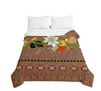 Surwin Quilted Bedspread for Single Double Super King Bed, 3D Retro Classic Exotic Printed Embossed Bedspreads, All Season Lightweight Microfiber Bed Throw (Brown Floral,130x150cm)