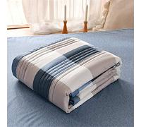 Surwin Quilted Bedspread, Washed Cotton Fabric Coverlets Quilt, Simple Plaid Printed Single Double King Size Lightweight Easy Care Sofa Throws Patchwork Blanket (Navy Blue,180x200cm)