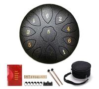 Surwin Rain Drum for Garden, 8 Inches Chakra Drum for Rain with Pocket and Mallets, Steel Tongue Drum Musical Instruments Rain Drum Outside for Meditation Yoga, F Major 11 Scale (Charcoal Black)