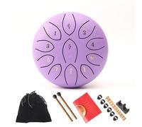 Surwin Rain Drum for Garden, Chakra Drum for Rain with Pocket and Mallets, 6 inches 11 Tone D Key Steel Tongue Drum Musical Instruments Rain Drum Outside for Yoga Meditation (Lavender Purple)