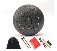 Surwin Rain Drum for Garden, Chakra Drum for Rain with Pocket and Mallets, 6 inches 11 Tone D Key Steel Tongue Drum Musical Instruments Rain Drum Outside for Yoga Meditation (Obsidian)