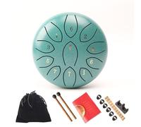 Surwin Rain Drum for Garden, Chakra Drum for Rain with Pocket and Mallets, 6 inches 11 Tone D Key Steel Tongue Drum Musical Instruments Rain Drum Outside for Yoga Meditation (Peacock Green)