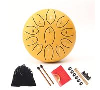 Surwin Rain Drum for Garden, Chakra Drum for Rain with Pocket and Mallets, 6 inches 11 Tone D Key Steel Tongue Drum Musical Instruments Rain Drum Outside for Yoga Meditation (Gilt Diamond)