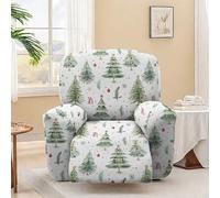 Surwin Recliner Chair Cover 1 Seater, Stretch Recliner Sofa Covers with Pockets Elastic Recliner Chair Covers for Electric Chair Armchairs Slipcovers Protector (Christmas Balls)