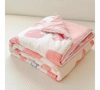 Surwin Reversible Quilted Bedspread Modern Nordic Print Single Double King Size Soft Microfiber Lightweight Coverlets Summer Quilt Patchwork Sofa Bed Throws Blanket (Pink Heart,150x200cm)