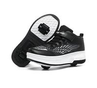 Surwin Roller Skates, Roller Skates for Girls Boys, Kids Roller Skates, Retractable Skating Shoes, Comfort Sports Roller Shoes, Outdoor Parkour Shoes with Wheels for Walking Black