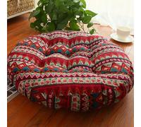 Surwin Round Floor Cushion 45cm / 55cm, Thicken Chair Cushions Tatami Seat Cushions, Yoga Meditation Cushions Floor Pillow for Living Room Balcony Office Outdoor Garden (55cm,Boho E)