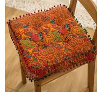 Surwin Round Square Floor Cushion BOHO Style, Thicken Chair Tatami Seat Cushion, Yoga Meditation Floor Pillow for Living Room Balcony (Square-Orange)