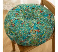 Surwin Round Square Floor Cushion BOHO Style Thicken Tatami Seat Yoga Meditation Cushions Floor Pillow for Living Room Balcony (Green)