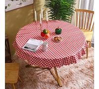 Surwin Round Tablecloth Simple Nordic Style PVC Waterproof Fabric Circular Table Cover Wrinkle-proof for Kitchen Dinning Tabletop Decoration Diameter (red,Diameter 120cm)