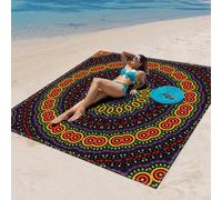 Surwin Sand-Free Waterproof Beach Blanket, Lightweight Compact Mats Quick-Dry Microfibre Beach Pad Extra Large Pool Towels for Camping, Hiking, Picnic, Swimming (200x200cm,Elegant classic J)