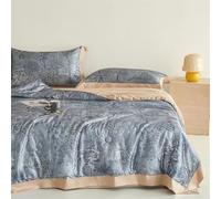 Surwin Satin Quilted Bedspread Silk Like Silky Bedding Reversible Single Double King Size Soft Polyester Silk Coverlet Cooling Bed Throws Elegant Modern Summer Quilt (Dark gray,200x230cm)