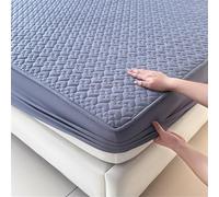 Surwin Single Double King Fitted Sheets, Quilted Waterproof Soft Microfibre Bed Sheets, 25cm Deep Pocket Fitted Sheet, Anti-Wrinkle Easy Care Bedding & Bedsheets (Gray,150x200cm)