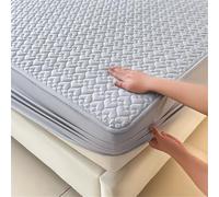 Surwin Single Double King Fitted Sheets, Quilted Waterproof Soft Microfibre Bed Sheets, 25cm Deep Pocket Fitted Sheet, Anti-Wrinkle Easy Care Bedding & Bedsheets (Light Gray,180x200cm)