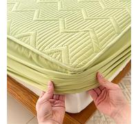 Surwin Single Double King Fitted Sheets, Quilted Wave Style Soft Microfibre Bed Sheets, 25cm Deep Pocket Fitted Sheet, Anti-Wrinkle Easy Care Bedding & Bedsheets (Green,120x200cm)