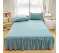 Surwin Single Double King Size Fitted Sheets, Modern Solid Color Style All-Inclusive Fitted Sheet with Frill Skirt, Valance Quilted Bed Skirt with a Drop of 40cm (Aqua 1,200x220cm)