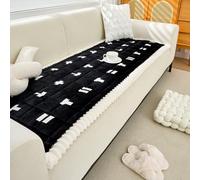 Surwin Sofa Covers Non Slip 1 2 3 4 Seater, Universal Sofa Covers Washable Thick Soft Comfort Bench Cushion L Shape Slipcovers Furniture Protector for Living Room (FG22 Black,70 * 150cm)