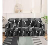 Surwin Stretch Sofa Cover 1 2 3 4 5 Seater, Sofa Slipcover with Skirt Elastic Fit Non Slip Couch Cover Washable Thick Furniture Protector for Living Room Pets Cats - Nordic (Semicircle,3 Seater)