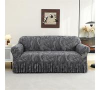 Surwin Stretch Sofa Cover 1 2 3 4 Seater, Sofa Slipcover with Skirt Elastic Fit Non Slip Couch Cover Thick Furniture Protector for Living Room Pets Cats -Tropical Leaf Print (Marble,190-230cm)