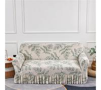 Surwin Stretch Sofa Cover 1 2 3 4 Seater, Sofa Slipcover with Skirt Elastic Fit Non Slip Couch Cover Thick Furniture Protector for Living Room Pets Cats -Autumn Leaf (Green Leaf,3 Seater)