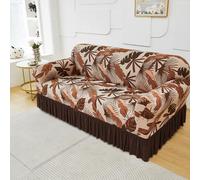 Surwin Stretch Sofa Cover 1 2 3 4 Seater, Sofa Slipcover with Skirt Elastic Fit Non Slip Couch Cover Washable Thick Furniture Protector for Living Room Pets Cats, Retro Prints (Brown,2 Seater)