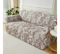 Surwin Stretch Sofa Cover 1 2 3 Seater, Printed Sofa Slipcover with Skirt Elastic Fit Non Slip Couch Cover Washable Thick Furniture Protector for Living Room Pets Cats (Vine,2 Seater)