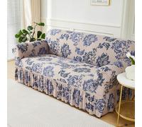 Surwin Stretch Sofa Cover 1 2 3 Seater, Printed Sofa Slipcover with Skirt Elastic Fit Non Slip Couch Cover Washable Thick Furniture Protector for Living Room Pets Cats (Vintage,2 Seater)