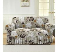 Surwin Stretch Sofa Cover 1 2 3 Seater - Sofa Slipcover with Skirt Elastic Fit Non Slip Couch Cover Washable Thick Furniture Protector for Living Room Pets Cats Printed (Autumn,3 Seater)