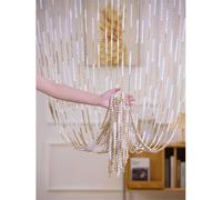 Surwin String Curtains for Doors Fly Screen, Solid Color String Bead Curtain Room Divider Beads Door Indoor Outdoor Window Hallway Tassel Doorway Living Room Bedroom Decor (Champagne,100x200cm)