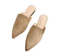 Surwin Suede Clogs Women Men, Pointed Slip On Leather Cork Footbed, Summer Non-Slip Sole Beach Clogs, Soft Wide Fit Sandals for Women, Ladies Sandals for Backless Kitchen Garden Casual (Khaki,5.5)