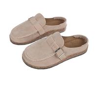 Surwin Suede Clogs Women Men, Slip On Summer Non-Slip Sole Beach Clogs, Soft Wide Fit Sandals for Women, Ladies Sandals for Backless Kitchen Garden Casual Backyard Outdoor (Khaki,8)