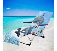Surwin Sun Lounger Beach Towel with Pockets, 3D Ocean Dolphin Print Beach Chair Cover Chaise Lounge Towel Cover Mate Sunbed Towels For Summer Holiday Garden Outdoor Pool (75x210cm,Couple)