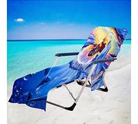 Surwin Sun Lounger Beach Towel with Pockets, 3D Ocean Dolphin Print Beach Chair Cover Chaise Lounge Towel Cover Mate Sunbed Towels For Summer Holiday Garden Outdoor Pool (75x210cm,Butterfly)