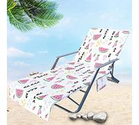 Surwin Sun Lounger Beach Towel with Pockets, Watermelon Fruit 3D Summer Beach Chair Cover Chaise Lounge Towel Cover Mate Sunbed Towels For Holiday Garden Outdoor Pool (75x210cm,Cherry)