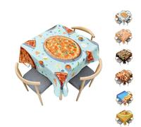 Surwin Table Cloth Wipe Clean, Elegant Square Tablecloth Splash Proof, Washable Table Cover for Outdoor Dining Garden Picnic, 3D Pizza (Tomato Pizza,90x90cm)