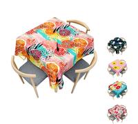 Surwin Table Cloth Wipe Clean, Elegant Square Tablecloth, Washable Table Cover for Outdoor Dining Garden Picnic, 3D Fruit (Lemon,90x90cm)
