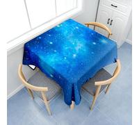 Surwin Table Cloth Wipe Clean, Elegant Square Tablecloth, Washable Table Cover for Outdoor Dining Garden Picnic, 3D Universe (Blue Starry Sky,200x200cm)