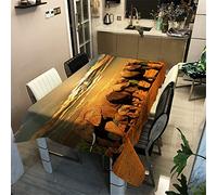 Surwin Tablecloth Washable Table Cloth Waterproof Fabric Table Covers Tablecloth Rectangle Large for Kitchen Dinning Party Tabletop Decoration (Desert elephant,90x90cm)