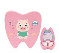 Surwin Tooth Fairy Box, Chinese Zodiac Tooth Box Wooden Baby, First Milk Teeth Keepsake Boxes, Child Teeth Keepsake Box, for Gifts Baby Shower Birthday Gift (Pig)
