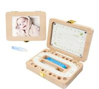 Surwin Tooth Fairy Box, Tooth Box Wooden Baby, First Milk Teeth Keepsake Boxes, Child Teeth Keepsake Box, for Fairy Gifts Baby Shower Birthday Gift (Style B)