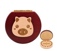 Surwin Tooth Fairy Box, Tooth Box Wooden Baby, First Milk Teeth Keepsake Boxes, Child Teeth Keepsake Box, for Fairy Gifts Baby Girl Boy Shower Birthday Gift (Pig)